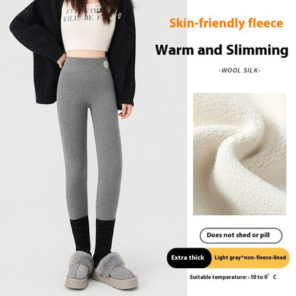 Extra Thick Cashmere Leggings Female High Waist Tight Fleece Cotton Pants