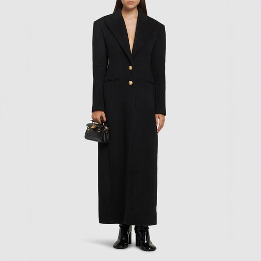 Elegant And Capable Slim-fit Single-row Two-button Women's Extended Coat