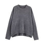 Women's solid color fashionable simple and versatile ribbed knit sweater