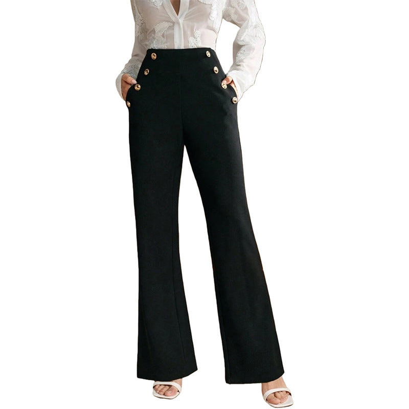 High Waist Flared Air Slimming Draped Pants Women