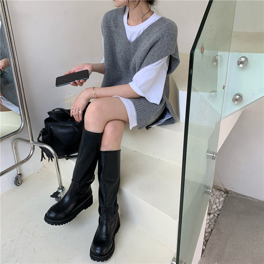 Plus Size V-neck Knitted Vest Women