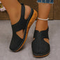 Breathable Velcro-Strapped Wedge Sandals With Fishmouth Design And Stitched Seams