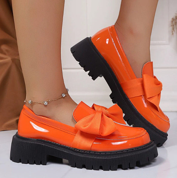 Bow-tie Loafer Shoes For Women Vintage Style