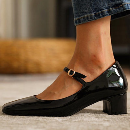 Stylish Mid-heel Plus-size Square-toe Pumps