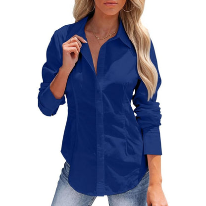 Pure Color All-matching Office Temperament Shirt Top