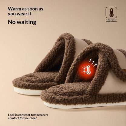 Women's Winter Indoor Warm Fleece-Lined Non-Slip Quiet Silent Floor Cotton Slippers