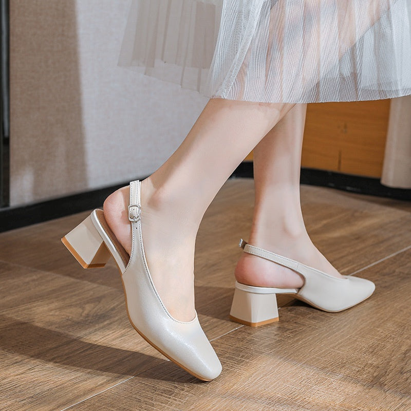 French-style Closed-toe Sandals For Women  Mid- To Chunky Heel  Summer Style