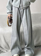 Autumn And Winter Loose Straight Drooping Pants Mid-waisted Figure Flattering Sports Style