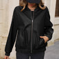 Women's Solid Color European And American Leisure Short Leather Jacket