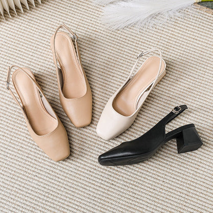 French-style Closed-toe Sandals For Women  Mid- To Chunky Heel  Summer Style