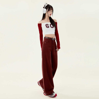 This Year's Popular Hot-selling Product Pants Retro Straight Wide-leg Pants
