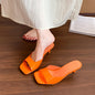 Womens Open-toe Square-toe Slippers With A Thin Heel For Outdoor Wear