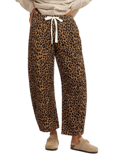 Casual Straight Pants Elastic High Waist