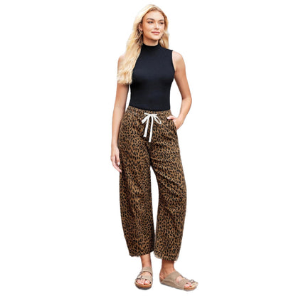 Casual Straight Pants Elastic High Waist