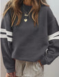 Red Dahlia Varsity Striped Detail Drop Shoulder Oversized Sweatshirt