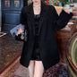 Black Niche Design Rhinestone Suit Jacket For Women
