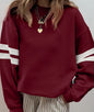 Red Dahlia Varsity Striped Detail Drop Shoulder Oversized Sweatshirt