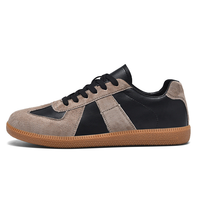 Top Layer Pigskin Leather Sneaker Japanese Canvas Retro Sports Couple Casual Shoes Product information: Pattern: color matching Lining material: Mesh Applicable sports: Universal Color: beige green, white gray, black and white, white powder, khaki Black U