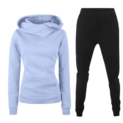 Ladies Hooded Sweater Casual Suit Two-piece Set