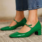 Stylish Mid-heel Plus-size Square-toe Pumps