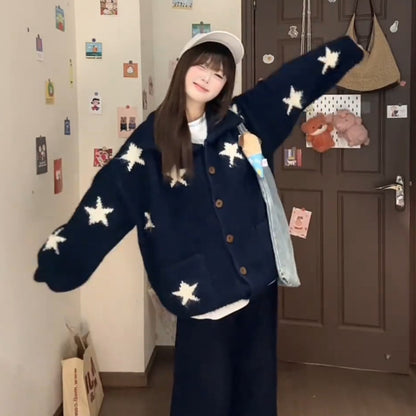 Slim And Loose Korean Lazy Knit Cardigan