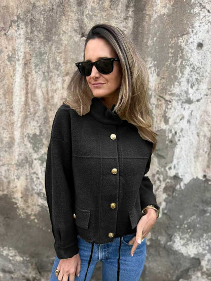Tie Pocket Cardigan Single-breasted Mid-length Coat