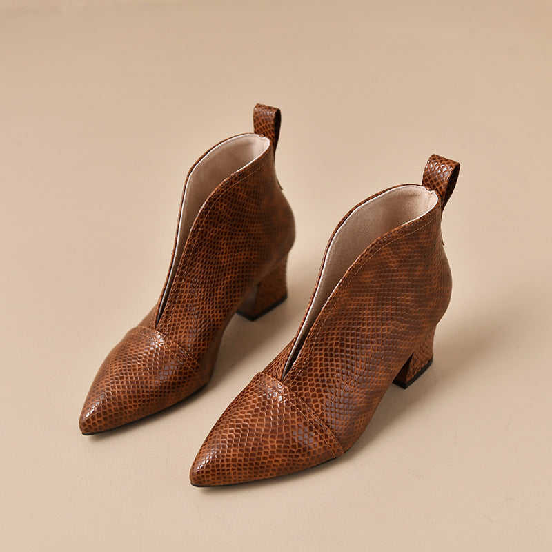 Womens High-heeled Martin-style Ankle Boots With A V-cut