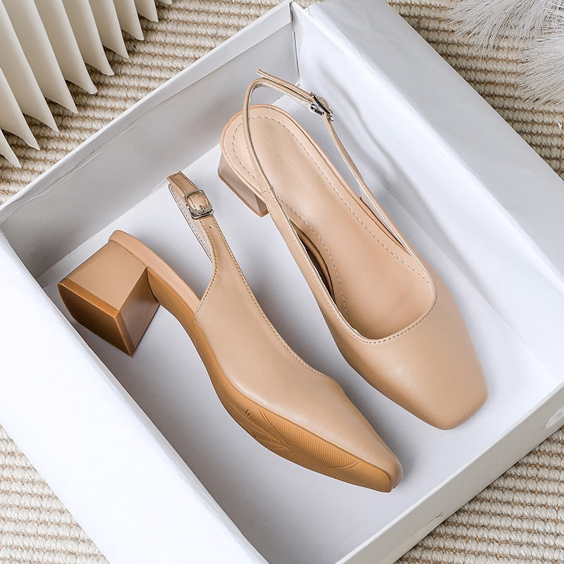 French-style Closed-toe Sandals For Women  Mid- To Chunky Heel  Summer Style