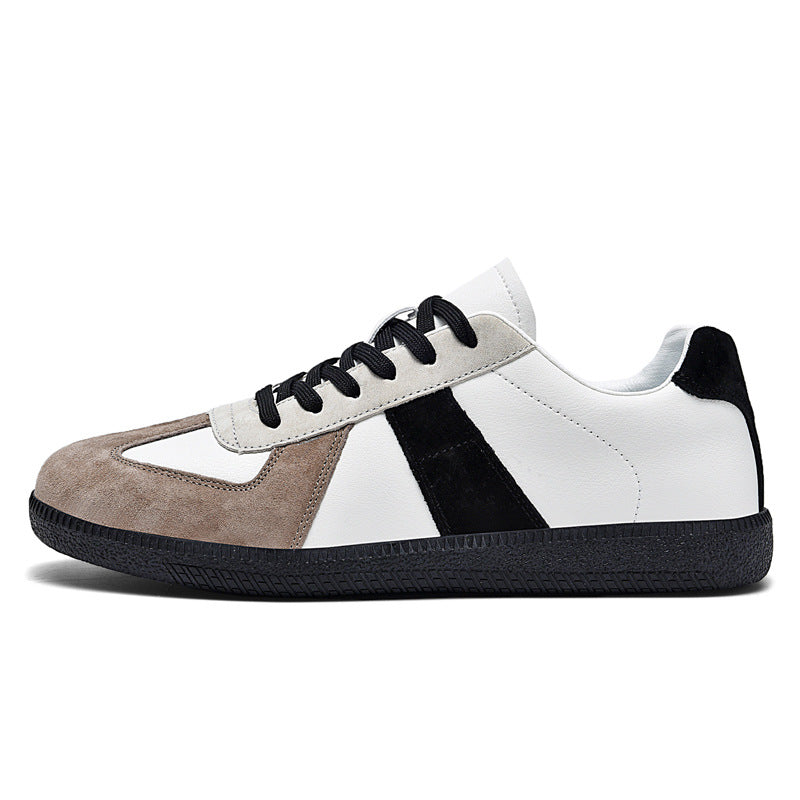 Top Layer Pigskin Leather Sneaker Japanese Canvas Retro Sports Couple Casual Shoes Product information: Pattern: color matching Lining material: Mesh Applicable sports: Universal Color: beige green, white gray, black and white, white powder, khaki Black U