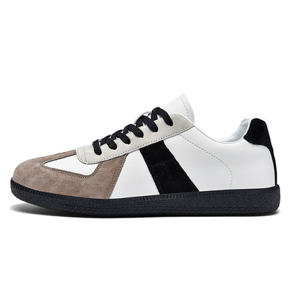 Top Layer Pigskin Leather Sneaker Japanese Canvas Retro Sports Couple Casual Shoes Product information: Pattern: color matching Lining material: Mesh Applicable sports: Universal Color: beige green, white gray, black and white, white powder, khaki Black U