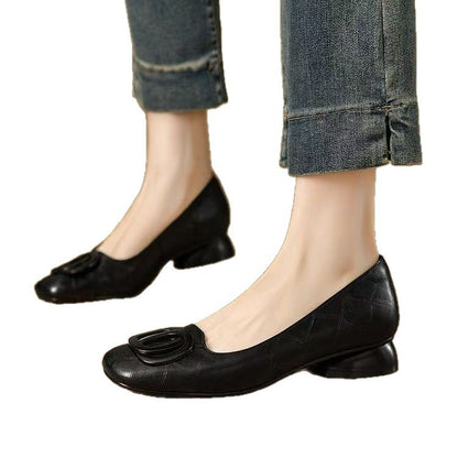 French-style Vintage Low-cut Round-toe Versatile Womens Shoes