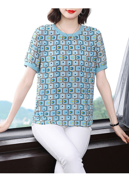 Women's Loose Oversized Printed Short Sleeved Shirt