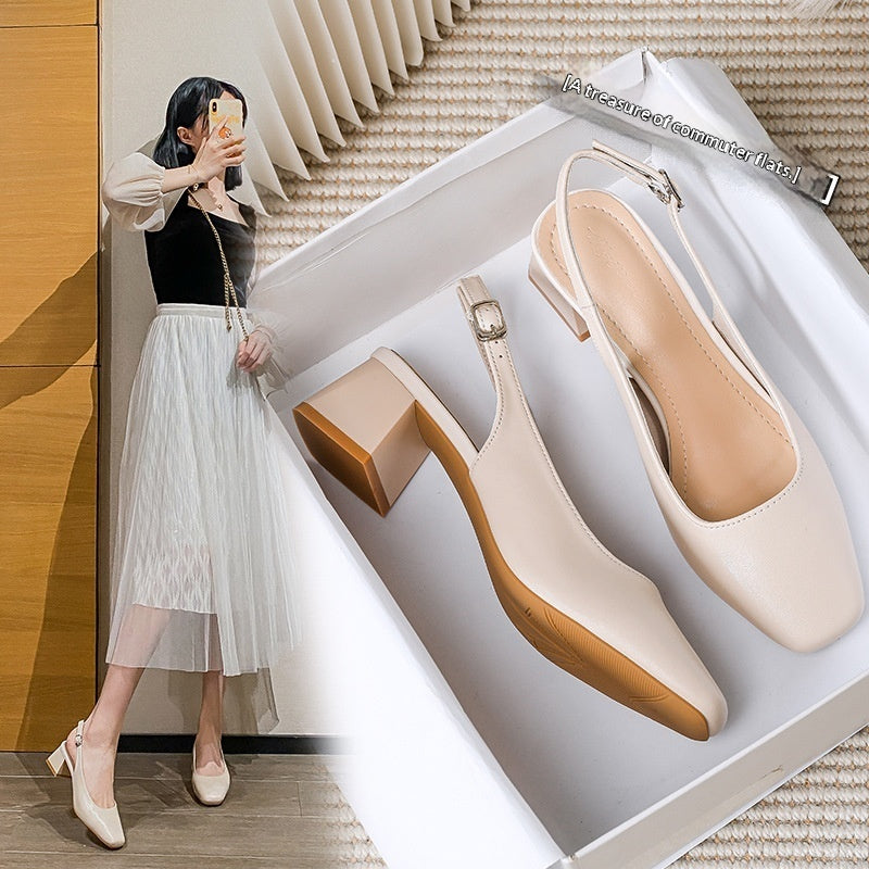 French-style Closed-toe Sandals For Women  Mid- To Chunky Heel  Summer Style