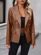 Women's Double Breasted Suit Motorcycle Leather Coat