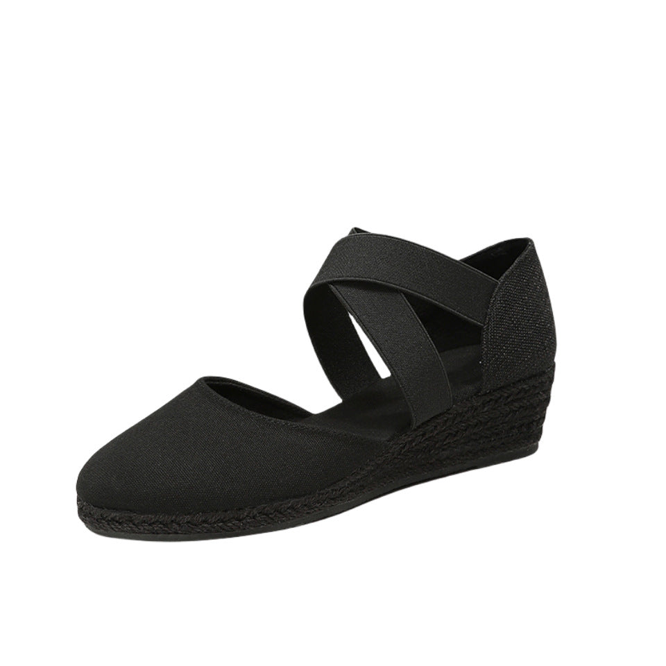 Comfortable Height-increasing Wedge Shoes With A Breathable Closed-toe Design