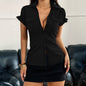 Women's Solid Color Short-sleeved Button Shirt