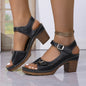 Womens Casual Retro Plus-Size Thick-Soled Sandals