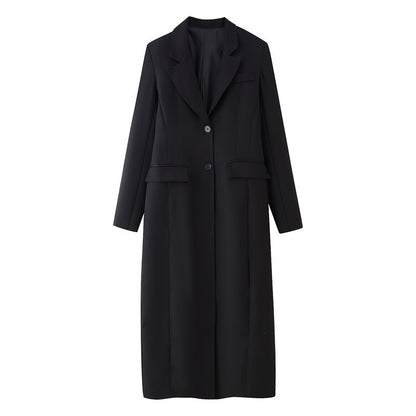 Fashion Simple Two-color Slim Temperament Long Overcoat Outerwear Women