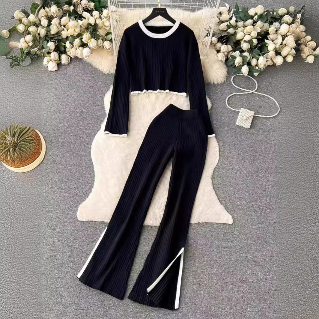 Knitted Top And Trousers Two-piece Set Sweater