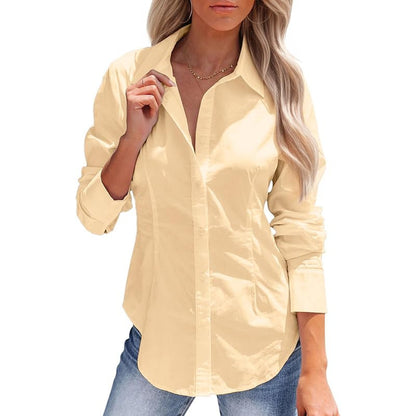 Pure Color All-matching Office Temperament Shirt Top