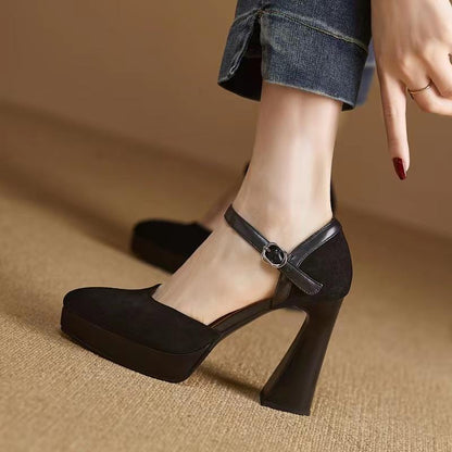 Womens Closed-Toe High-Heel Sandals With Chunky Heels