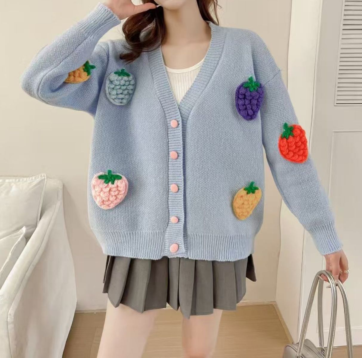Handmade Embroidery High-end Cardigan Korean Style Design Heavy Work Sweater