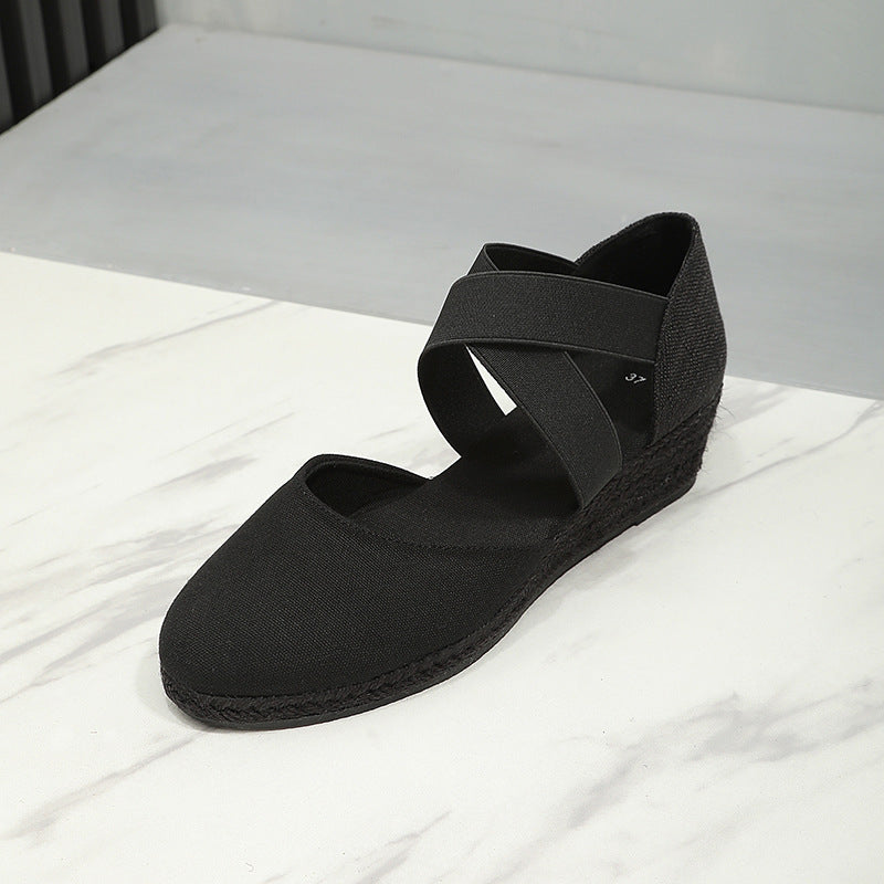 Comfortable Height-increasing Wedge Shoes With A Breathable Closed-toe Design