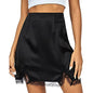 Temperament Lace Edge Half Length Skirt Black Short Skirt Female