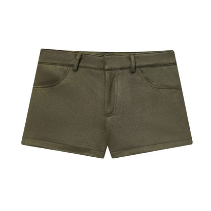 Women's Solid Color Suede Effect Suit Jacket Shorts