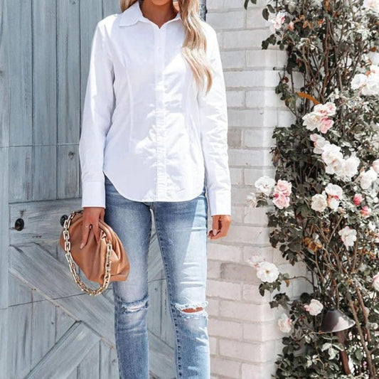 Pure Color All-matching Office Temperament Shirt Top