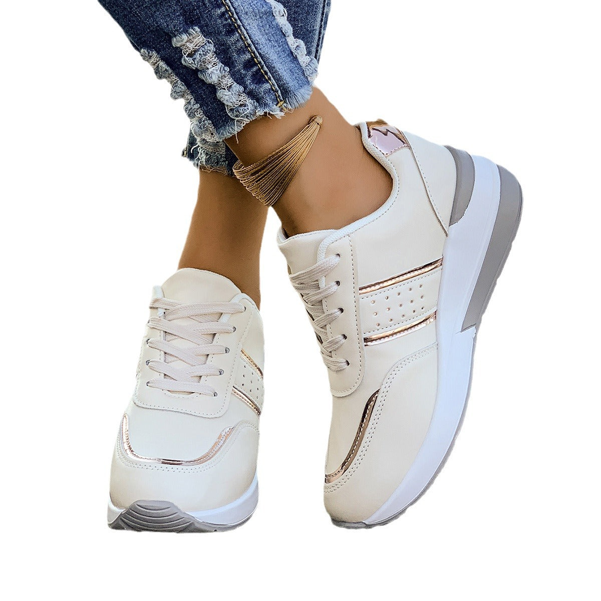 Womens Chunky-Soled Casual Fashion Sneakers