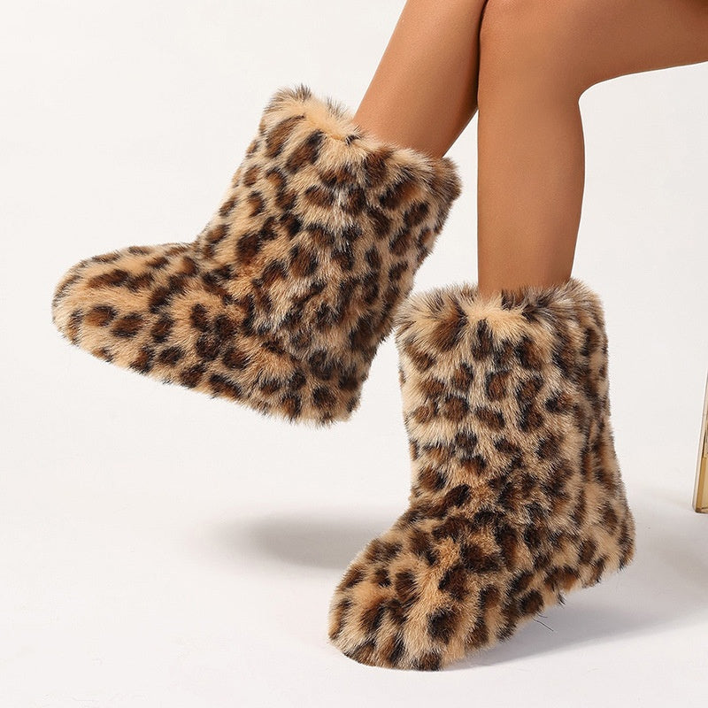 European And American Imitation Raccoon Fur Winter Warm Mid-calf Women's Shoes European And American Imitation Raccoon Fur Winter Warm Mid-calf Women's Shoes Product information: Inner Material: Plush Color: Imitation Raccoon Fur Khaki, Imitation Raccoon
