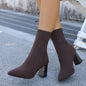 Plus-size Slimming Fly-knit High-heel Fashion Boots Plus-size Slimming Fly-knit High-heel Fashion BootsProduct information: Pattern: Solid color Inner material: Cotton Color: Dark brown, black, wine red Heel height: High heel (6-8CM) Shaft height: Low sha