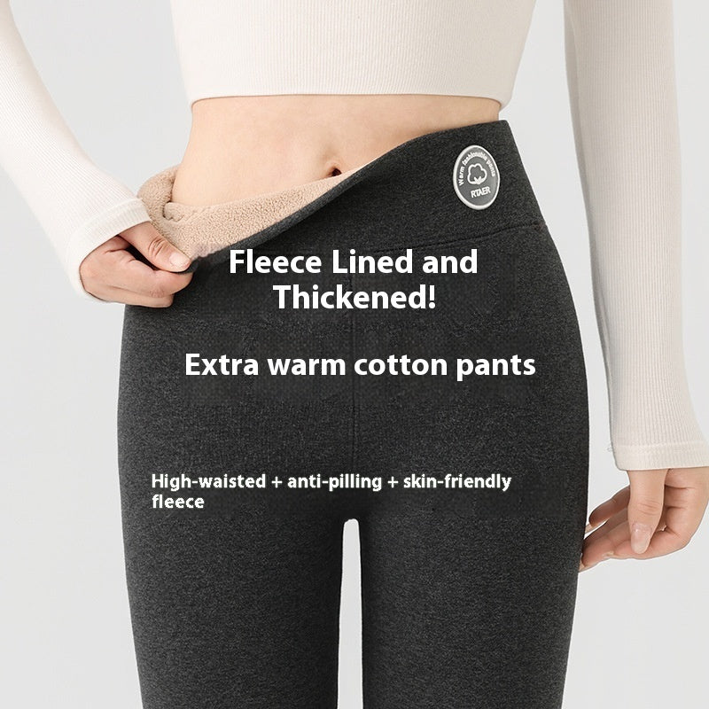 Extra Thick Cashmere Leggings Female High Waist Tight Fleece Cotton Pants